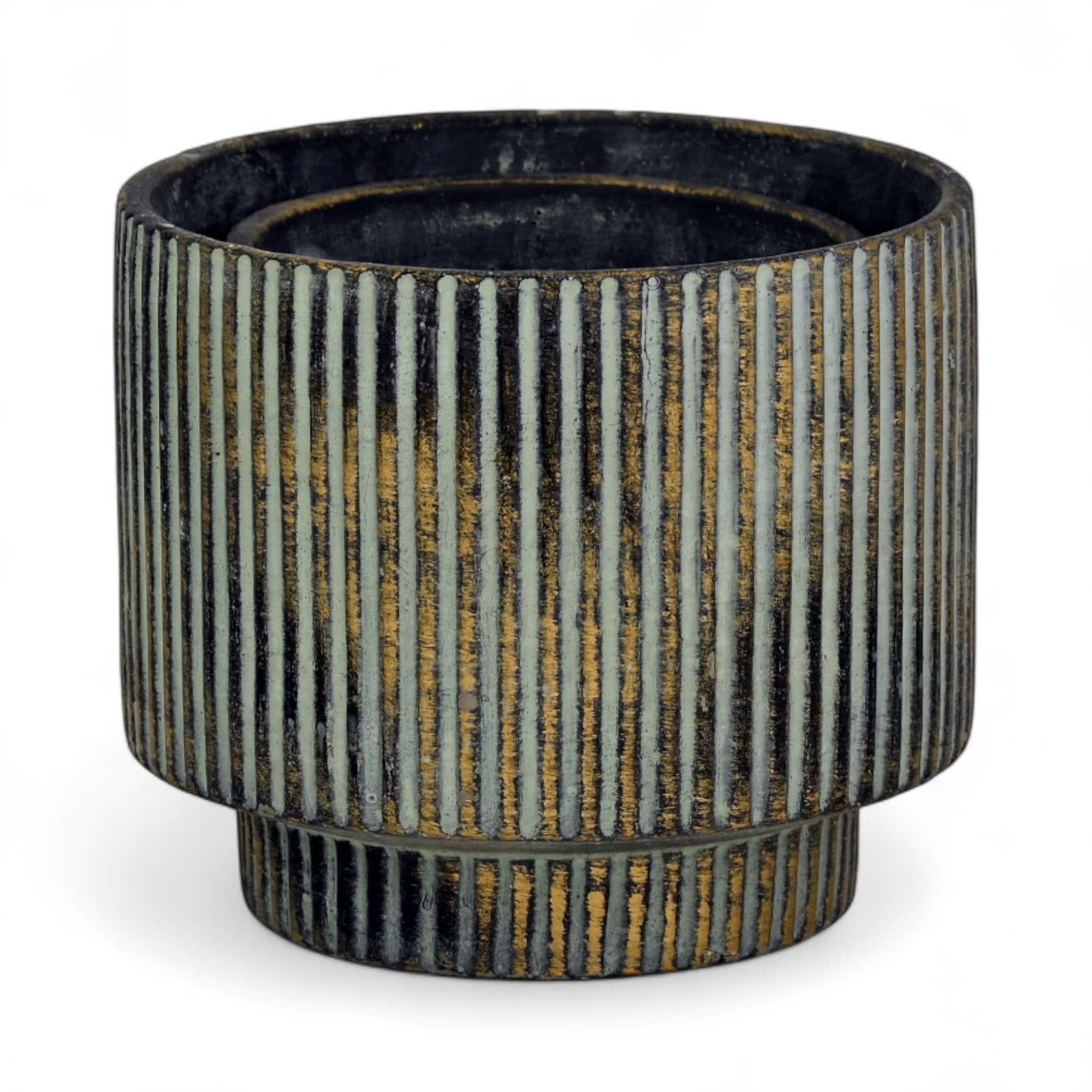 Cheungs Home Decor - Wholesale Plant Pot - Set of 2 Distressed Patina Cement Plant Pots3