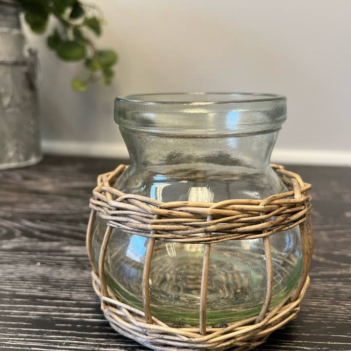 Glass Vase with Wicker Holder and other Purchase Wholesale vintage bud vases. Free Returns & Net 60 Terms on Faire trending on Faire.