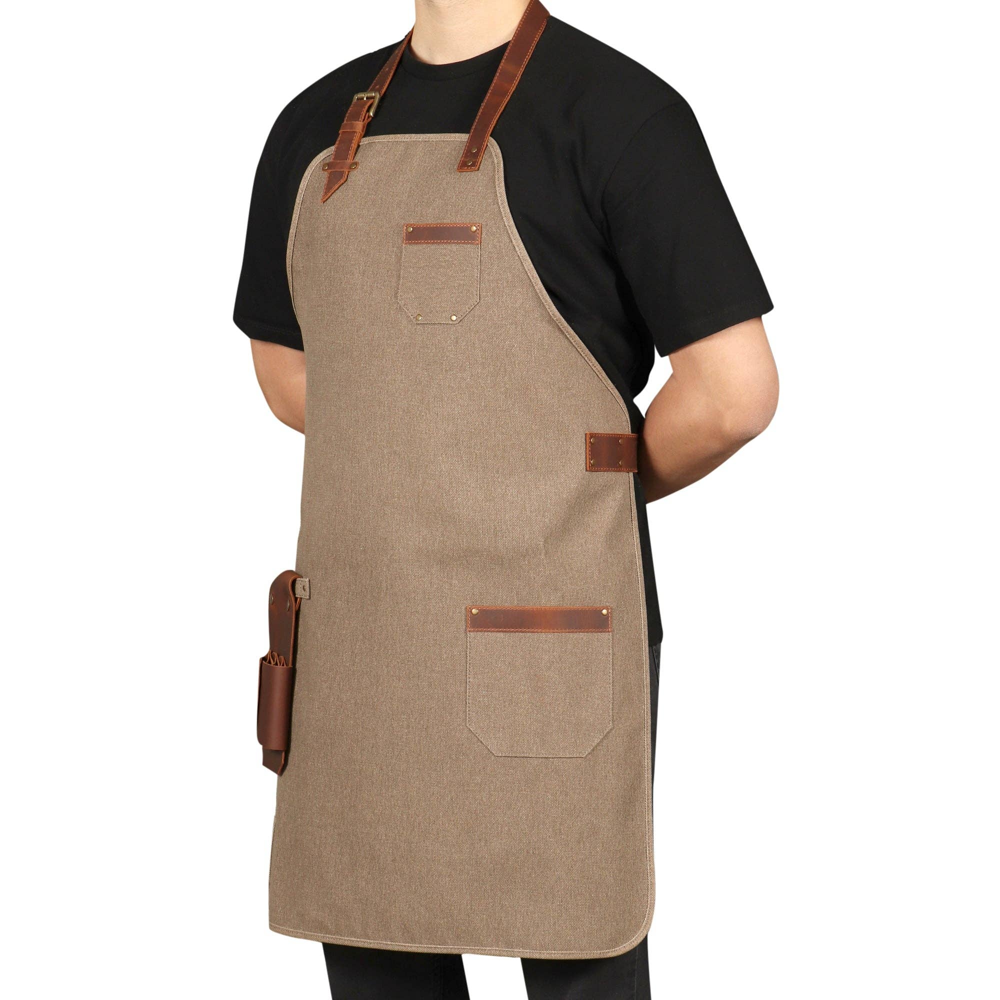 Londo - Wholesale Apron - Otto Angelino Personalized Canvas Cooking Apron, Working Apron with Customization, Workshop Apron with Pockets, Woodworking Apron with Tool Pockets21