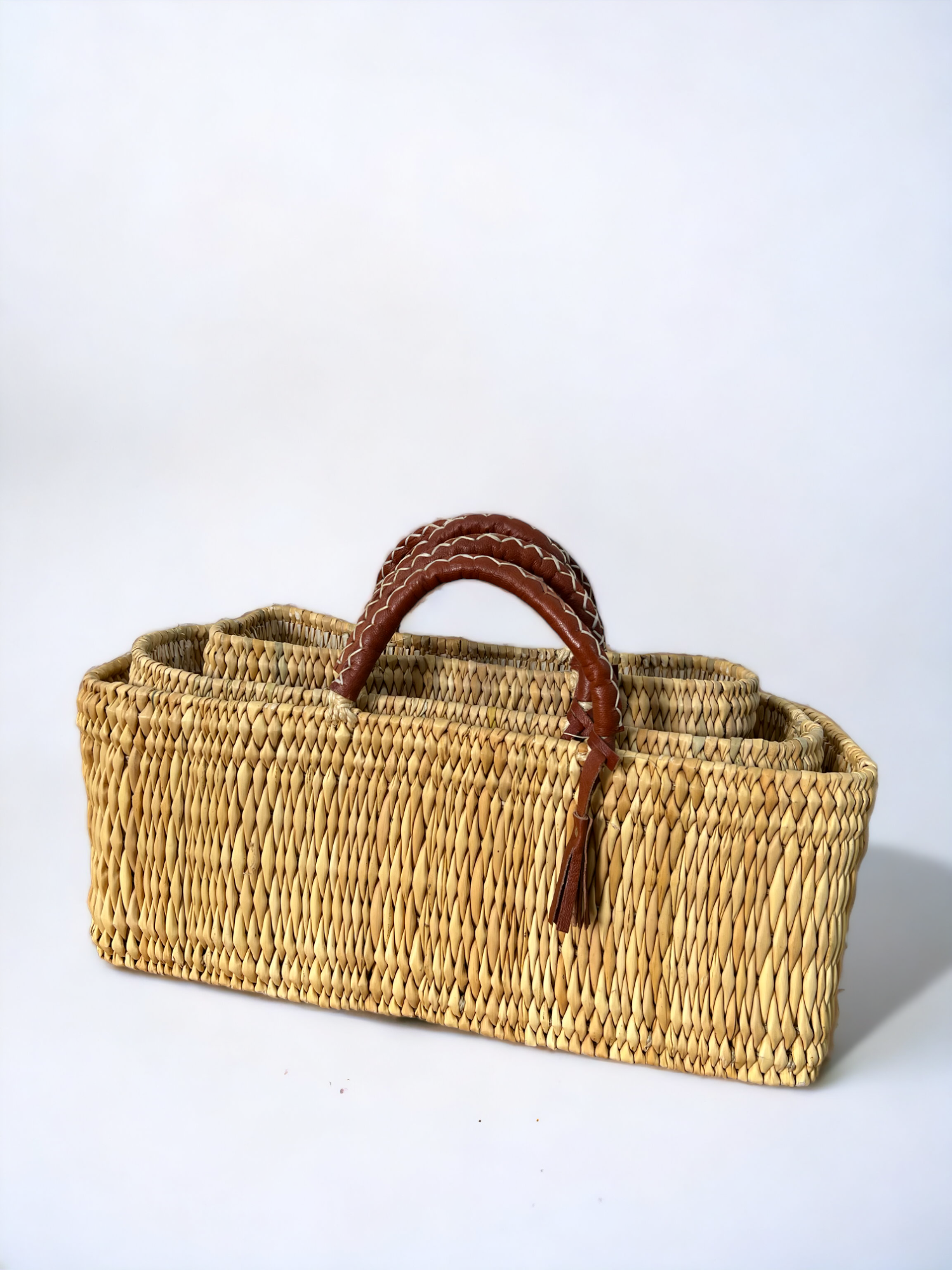 HandmadeBestSeller - Wholesale Mand - Rieten opbergmanden - leren handgrepen in 2 kleuren4