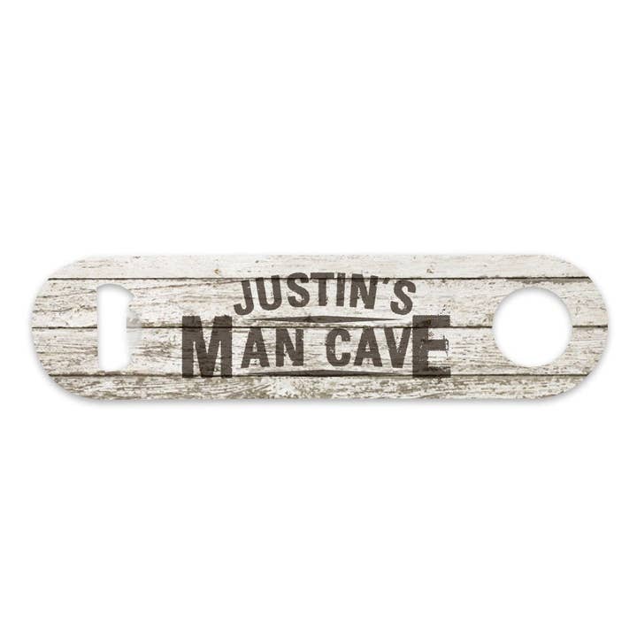 Personalized Whitewash Rustic Wood Man Cave Bottle Opener for wholesale by 4 Wooden Shoes