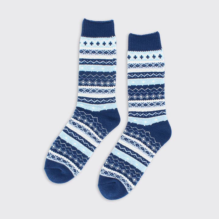 Chloe Fairisle Super Soft Socks - Blue for wholesale by Forever England / Millie Mae