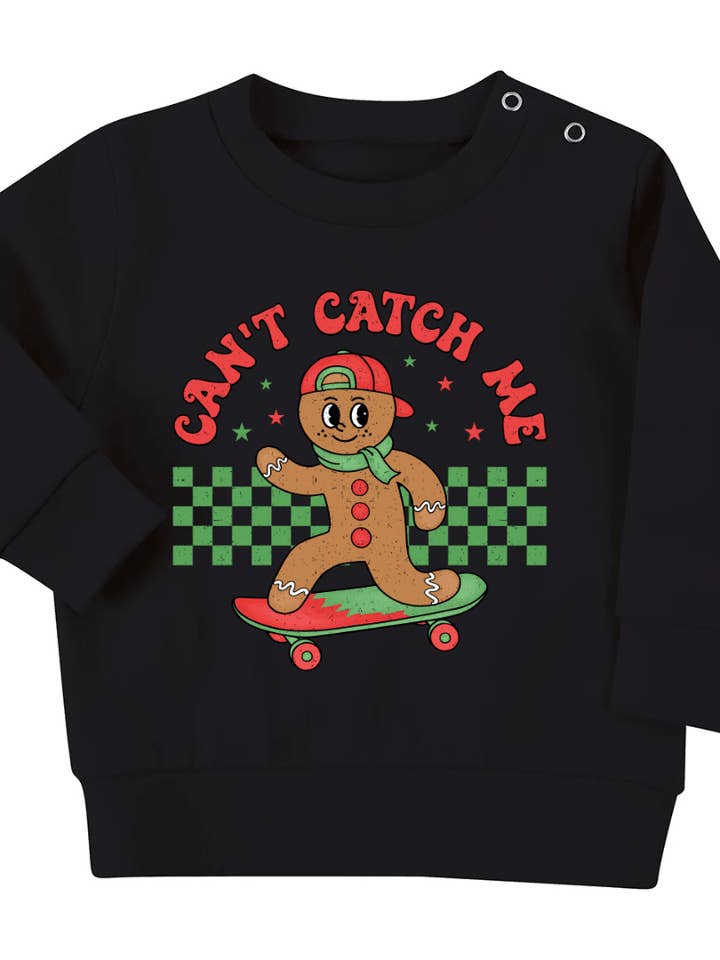 "Can't Catch Me" Gingerbread Printed Sweatshirt for wholesale by Tutti Frutti clothing