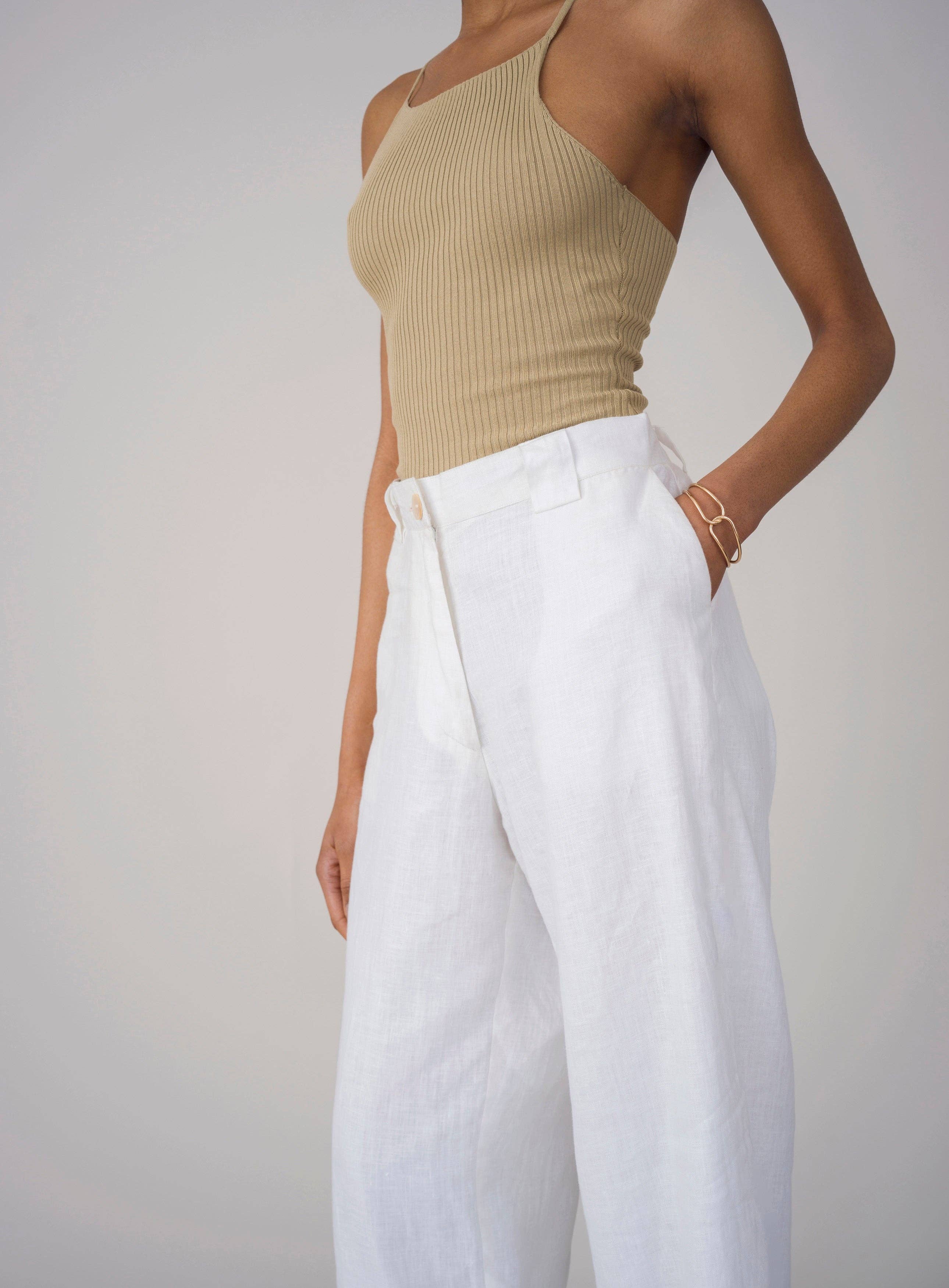 White Jhala Linen Pants for wholesale on Faire1