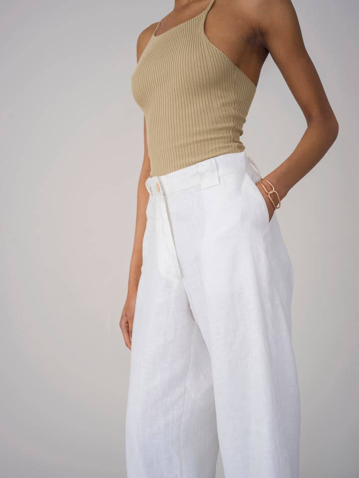 White Jhala Linen Pants for wholesale on Faire1