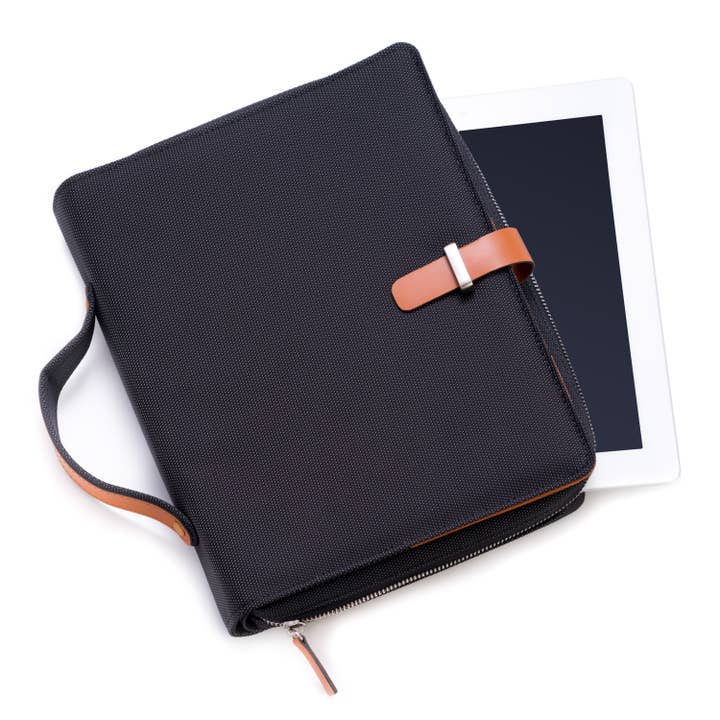 Saddle Leather & Ballistic Nylon Tablet Carrying Case for wholesale by BeyBerk International