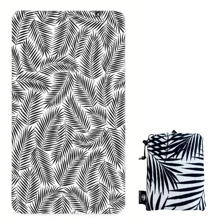 UPF 50+ Beach Pool Towel - XL (Black & White Palm) for wholesale by ROAM