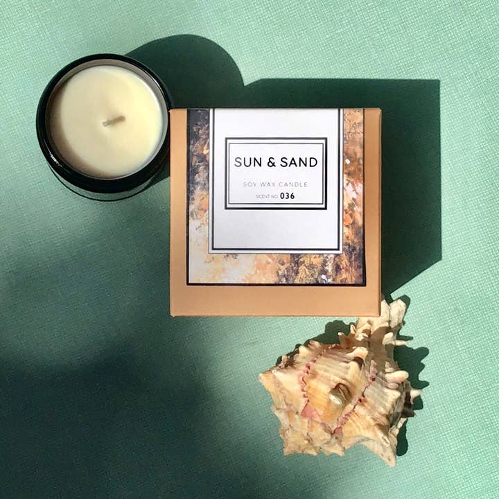 Sun and Sand Soy Wax Candle for wholesale by Nicole Rose Studio