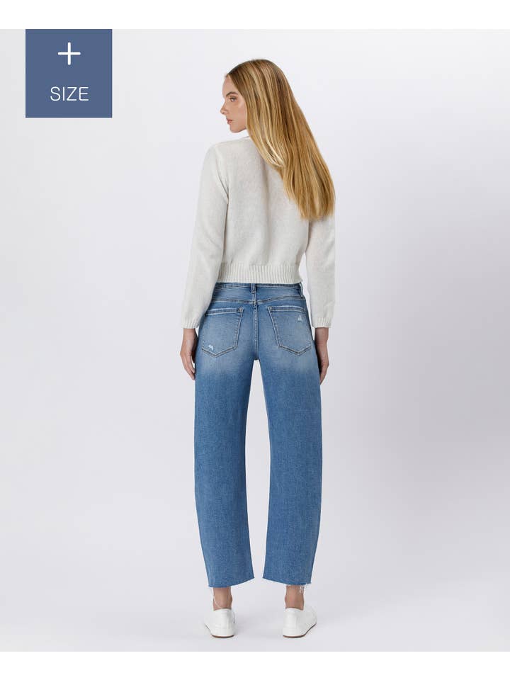 HER POSSESSION PLUS SIZE HIGH RISE MILD BARREL JEANS LV1520-P for wholesale on Faire7