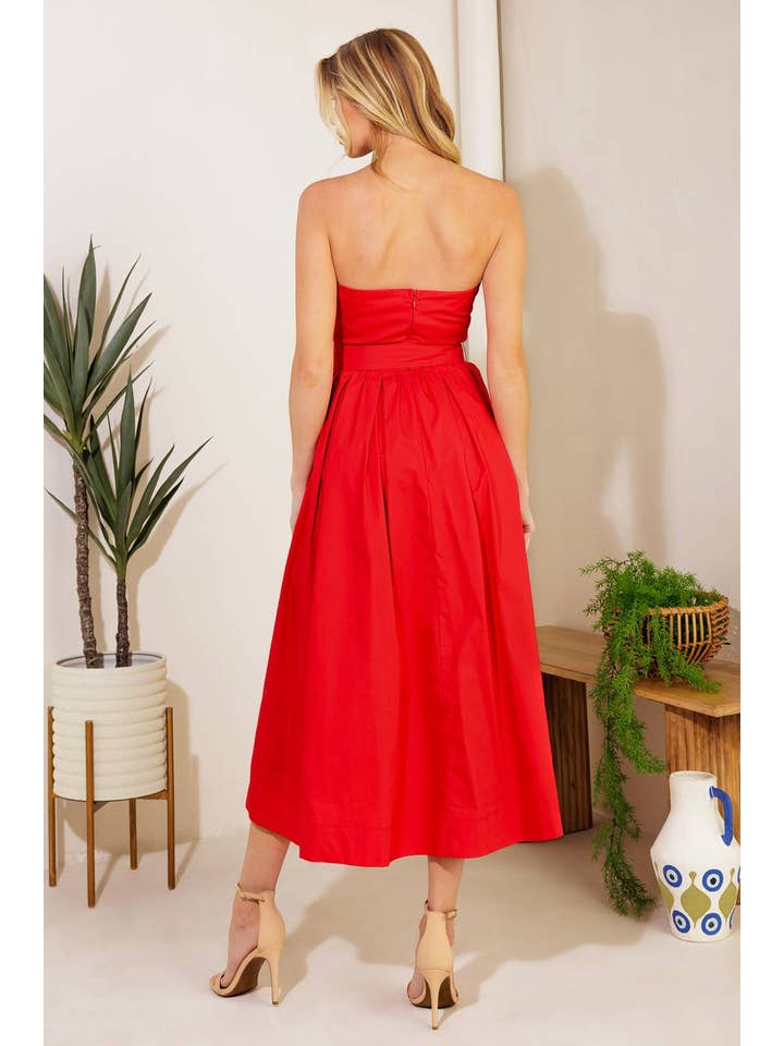 Red Ein festes gewebtes Midikleid - ID21958 für den Großhandel auf Faire4