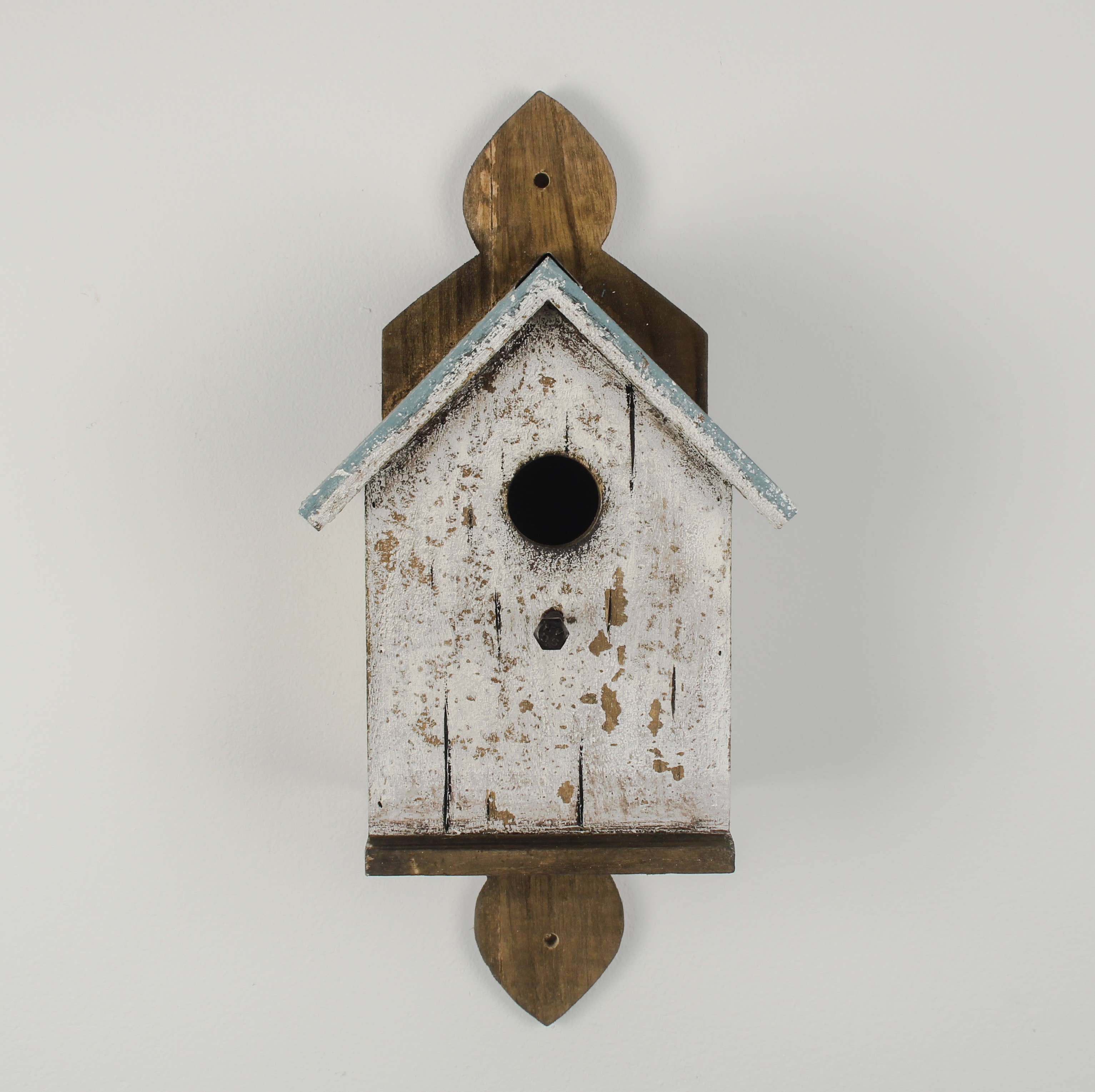 Originals International Ltd - Wholesale Bird House - White Bird House with Blue Roof on Plaque2