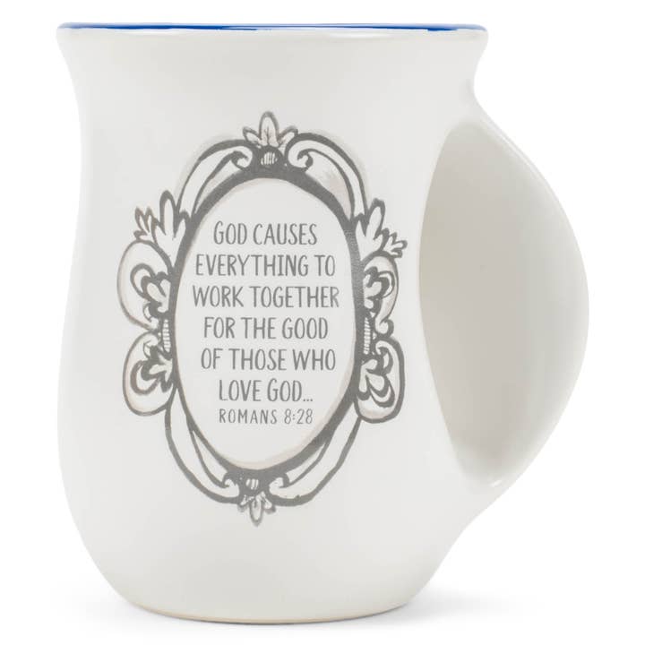 EAST AVENUE - Wholesale Coffee Mug - Ceramic Handwarmer Mug Ornate Good Day Navy Interior 14 oz1