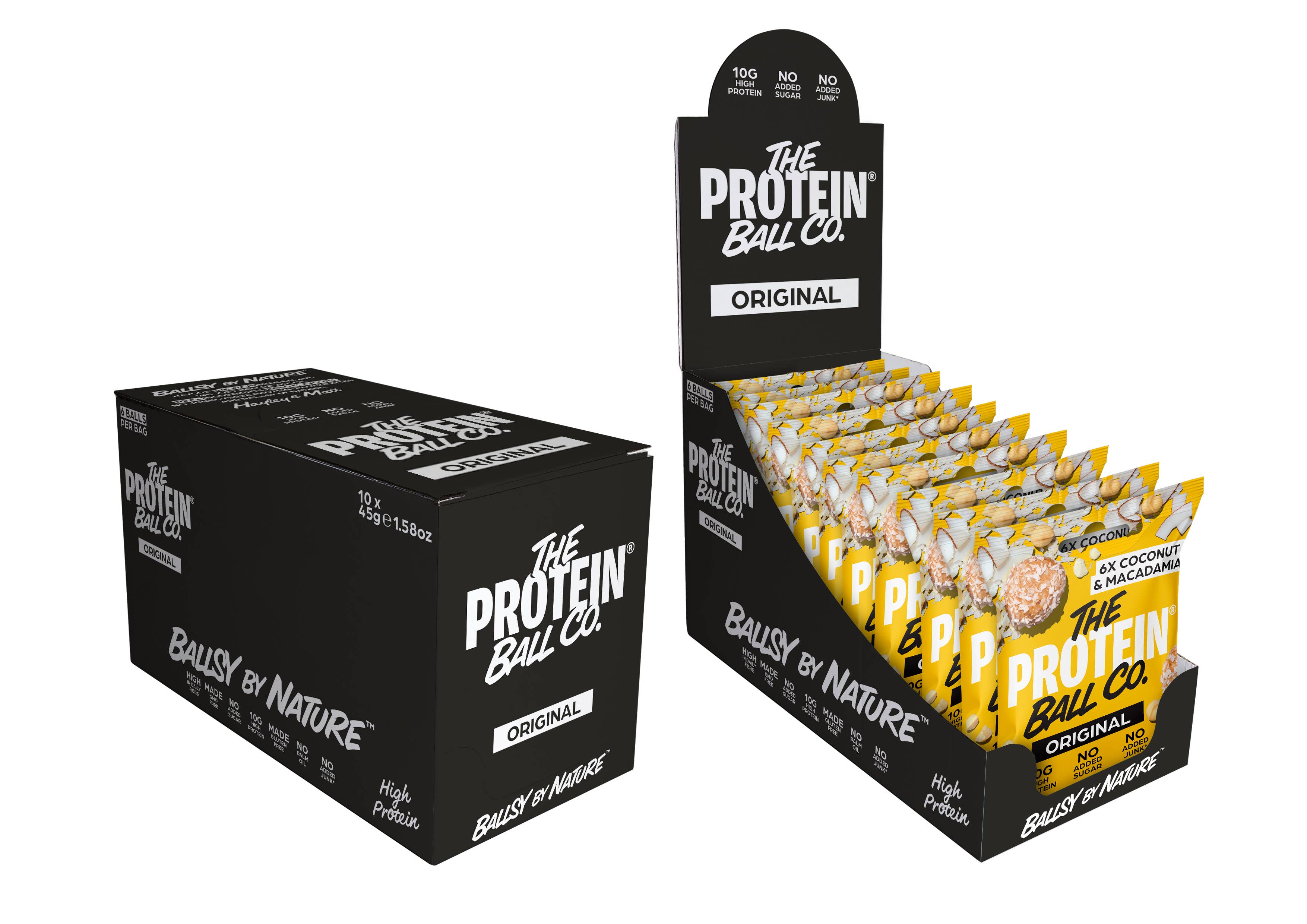 The Protein Ball Co – wholesale Snack bar – COCONUT & MACADAMIA - High Protein Balls 10 x 45g2