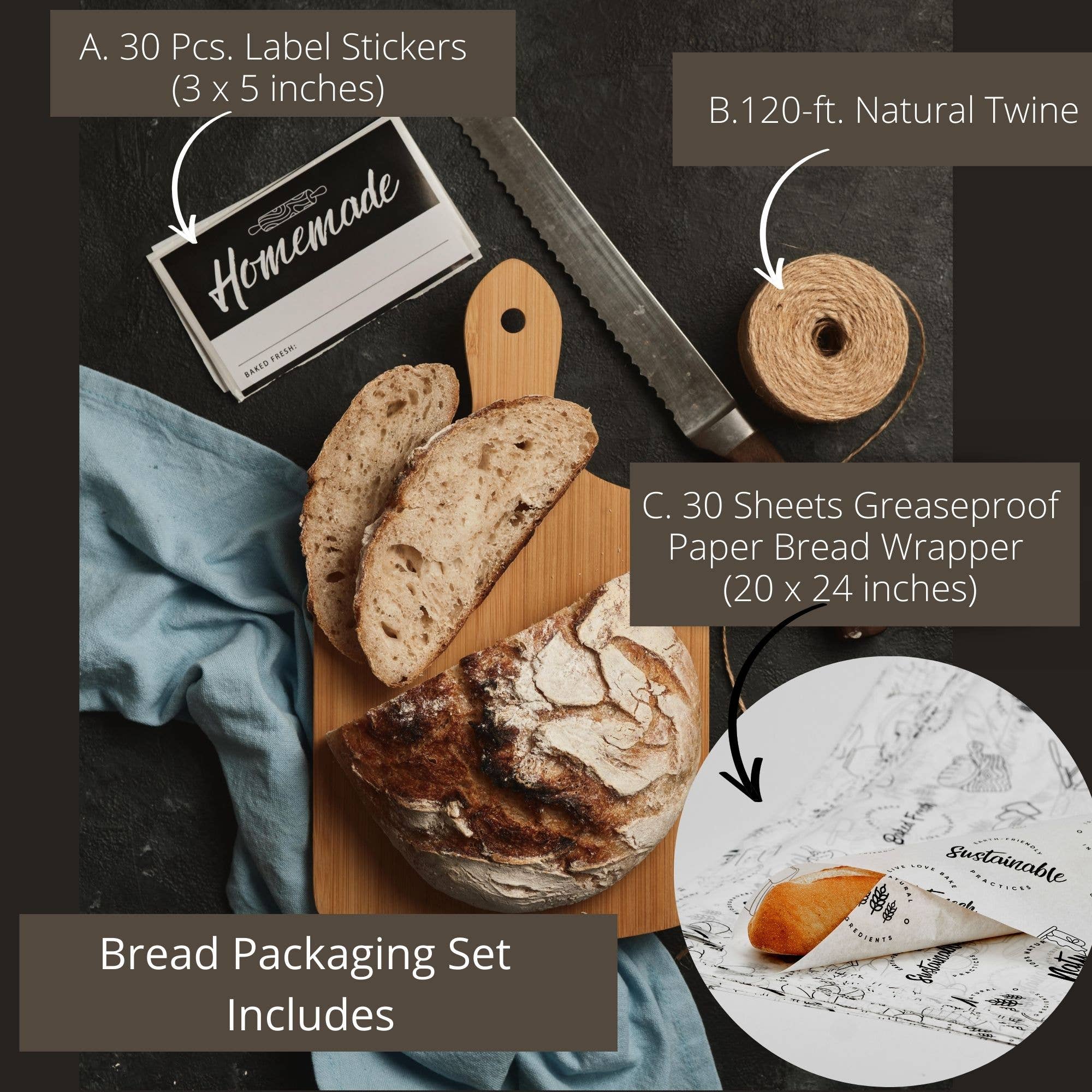 Eco Harvest Supply Co - Vente Sachet de conservation/film alimentaire - Kit de 30 emballages papier pour pain au levain9