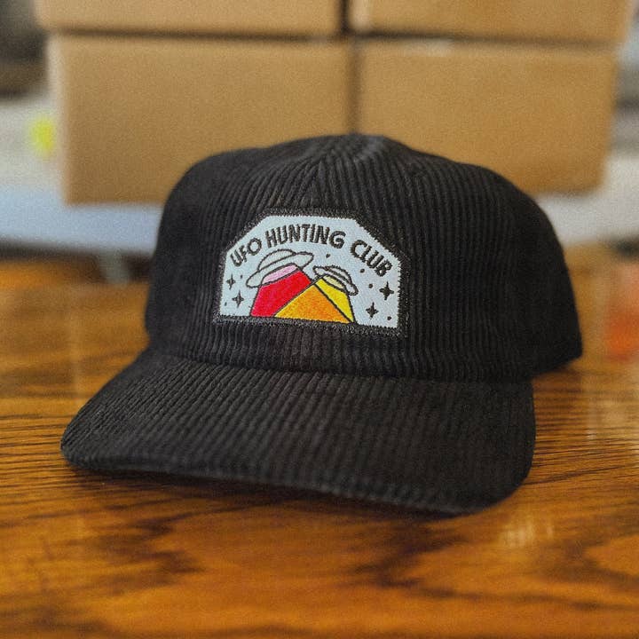 UFO Hunting Club Corduroy Hat for wholesale by The Space Bureau