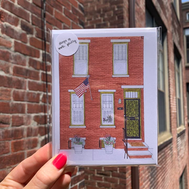 Stoops of South Philly 6-Pack Greeting Cards (Blank Inside) for wholesale by ArtByAlicia