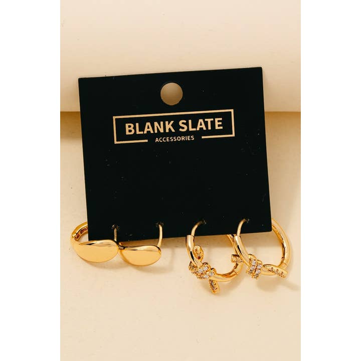 Gold Dipped 2 Pair Mixed Hoop Earrings Set for wholesale by Anarchy Street