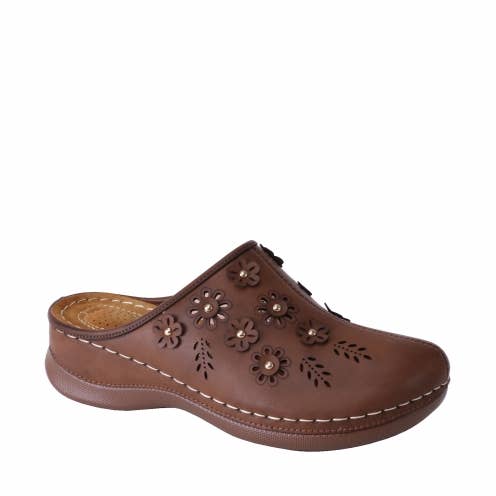 Wine Wedges Outsole Casual Clogs With Flower Ornament Close Toe for wholesale on Faire