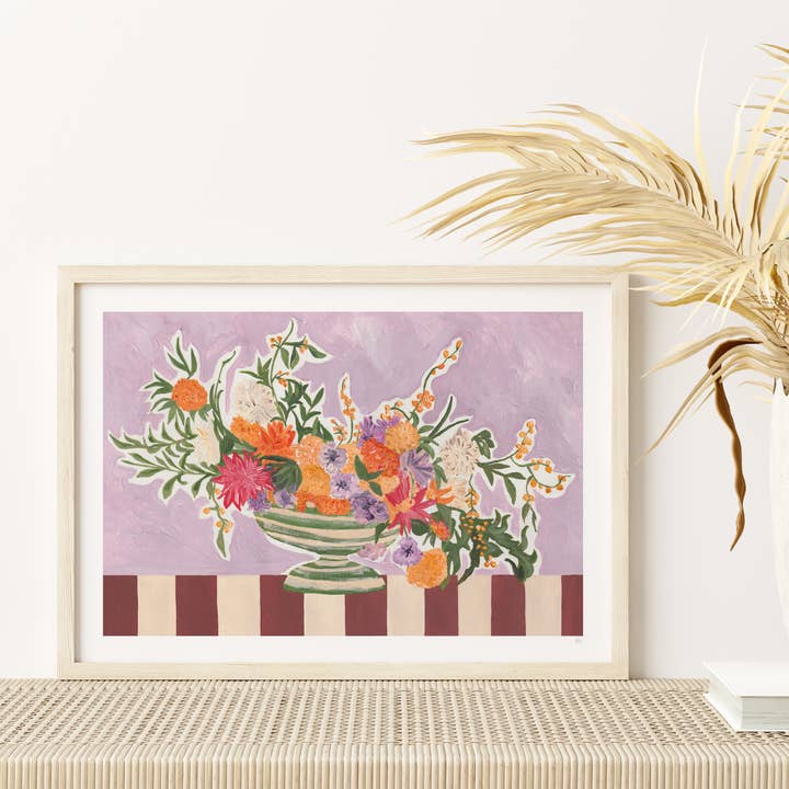 Landscape Bouquet of Flowers Still Life Print for wholesale by Violets Print House