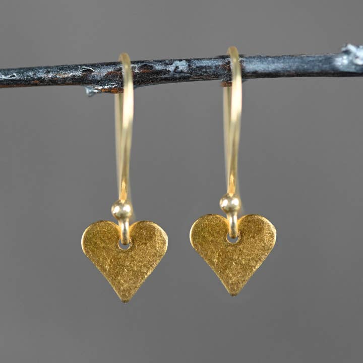 Small 18k Gold Plated Hearts Dangle Earrings for wholesale by KBD Studio