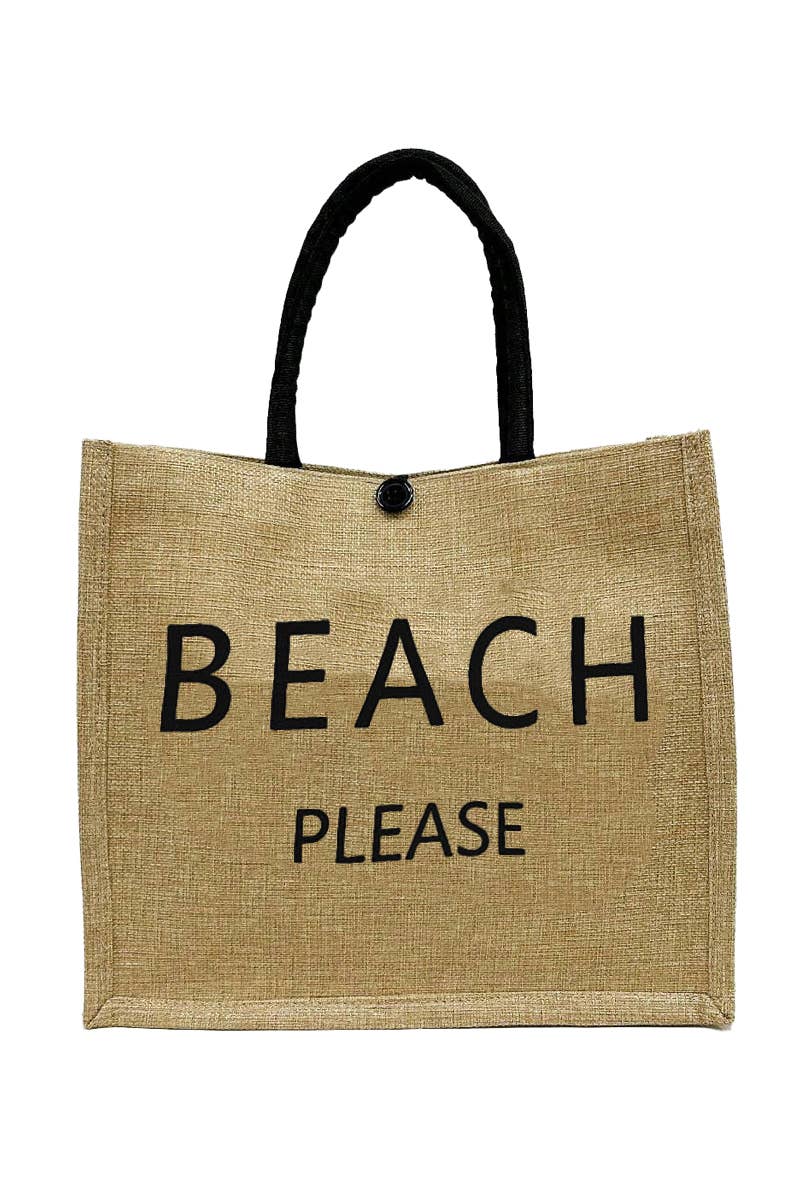 ASSORTED Beach Vibe Burlap Box Tote Beach Bag for wholesale on Faire7