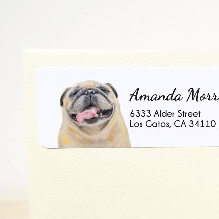 Pug Personalized Address Label for wholesale by Triple Studio