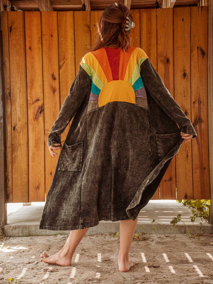 Sun Ray Cardigan, Cotton Earthy Hippie Boho Style Duster for wholesale by Gardenbelle Shop