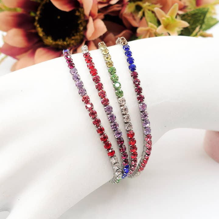 ALICIA RAINBOW ~ Bracelet tennis en ACIER INOXYDABLE avec Cubic Zirconia pour la vente par Daemon srls