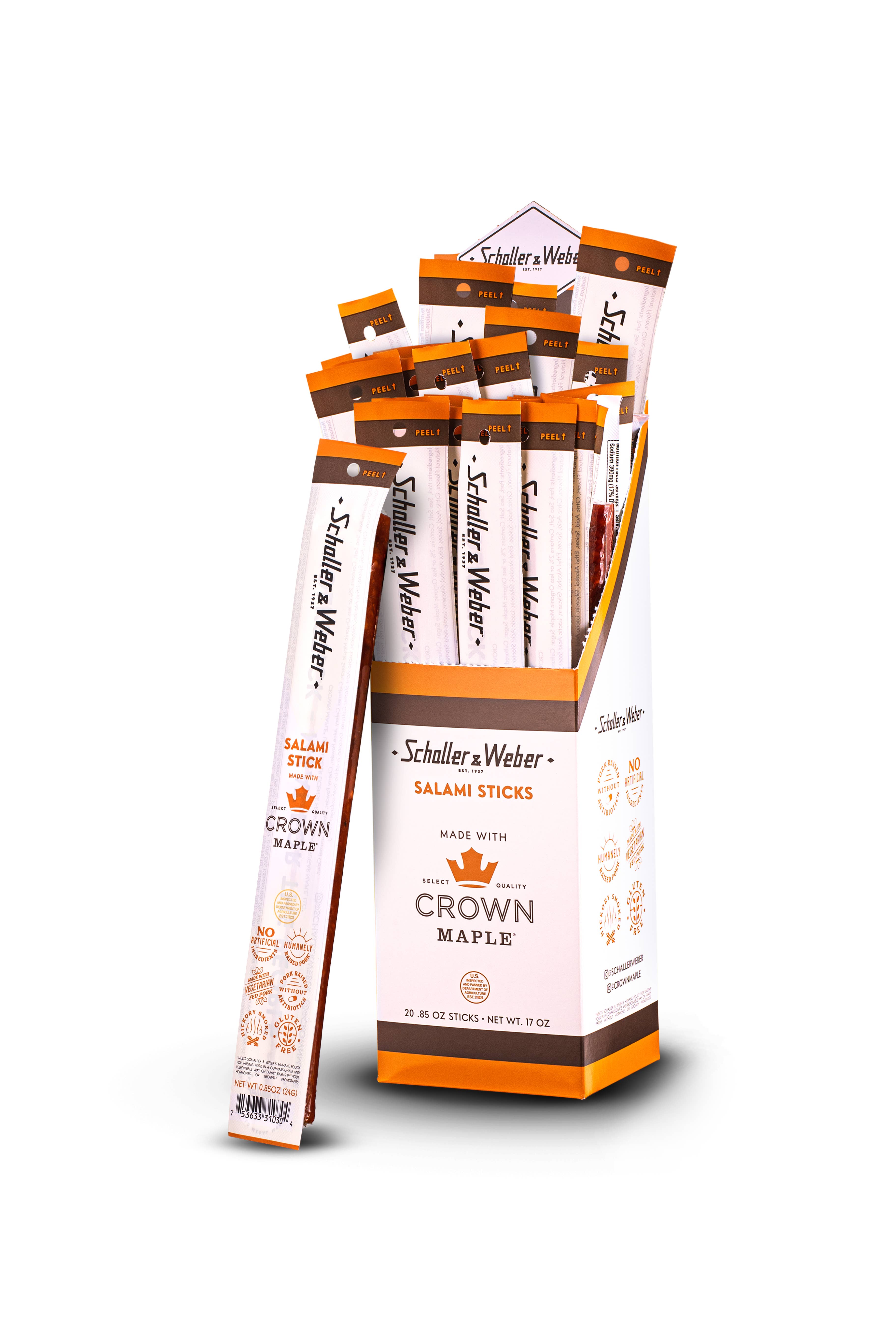 Salami Stick - Crown Maple - Case of 80 Sticks for wholesale by Schaller & Weber