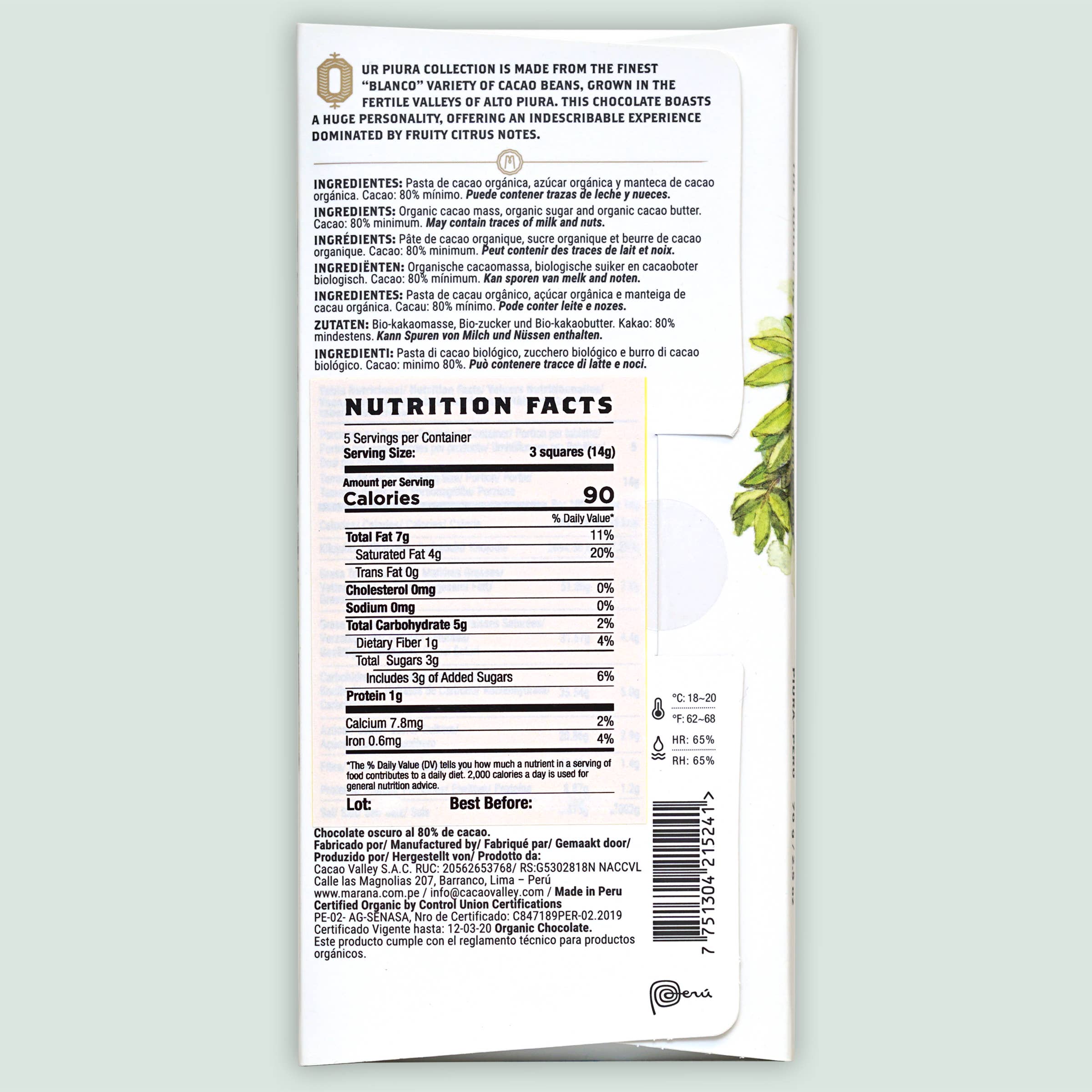 Bar & Cocoa Chocolate - Wholesale Chocolate Bar - Marana Dark Chocolate Bar Piura 80% (Peruvian Chocolate)1