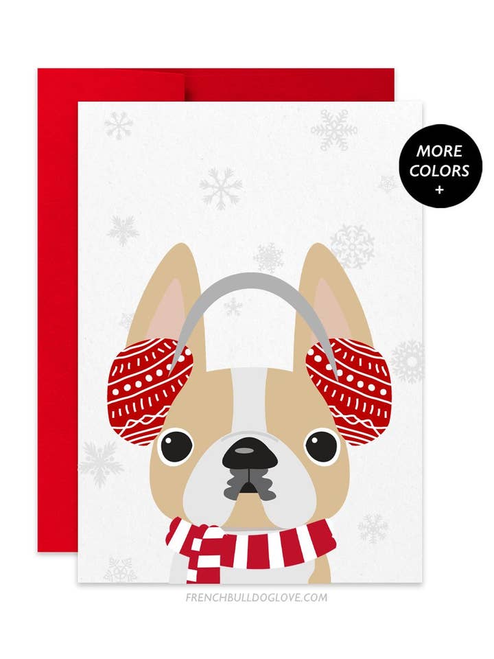 Puppy Muffs French Bulldog Holiday Card for wholesale by French Bulldog Love
