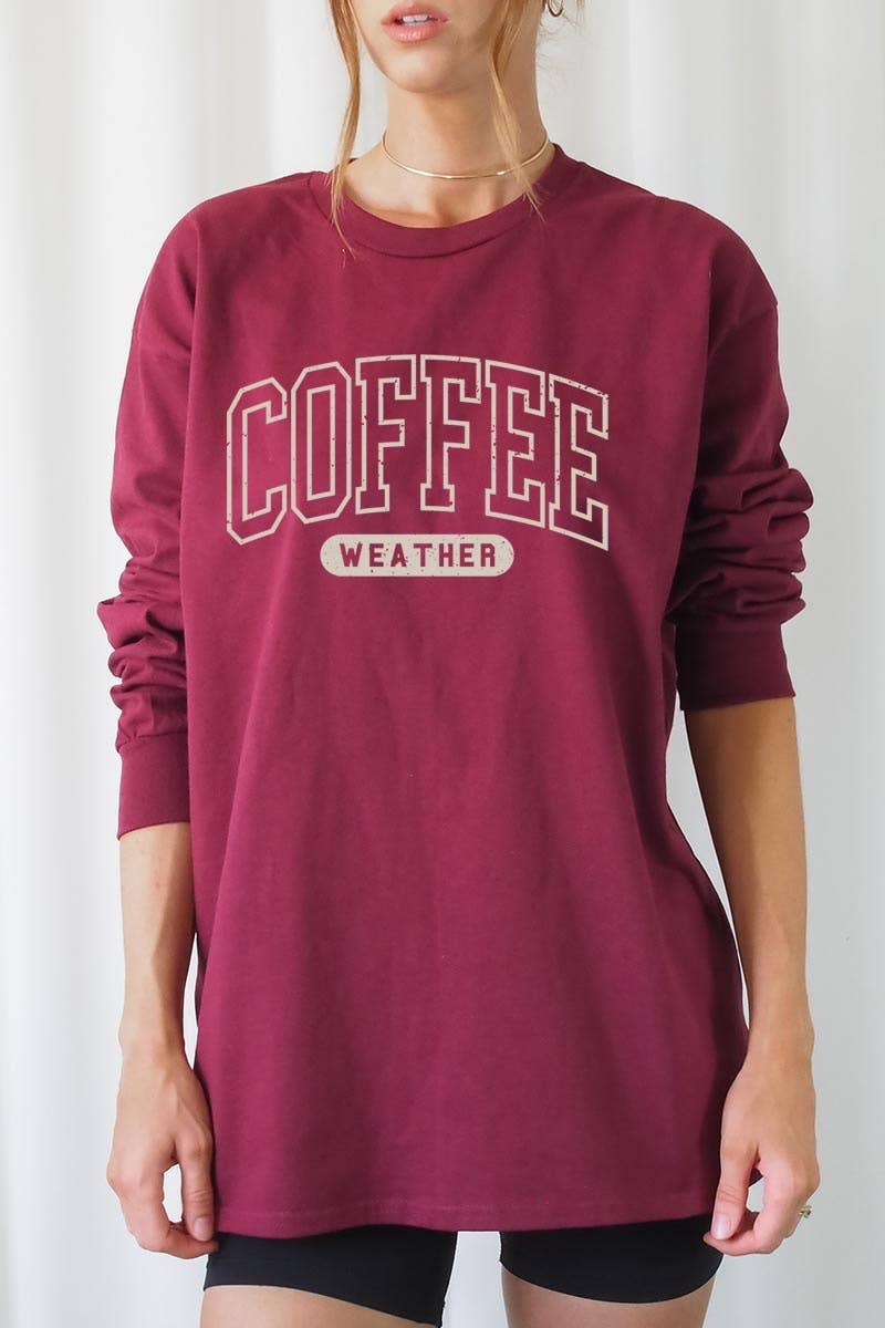 COLORBEAR – wholesale T-shirt (graphic) – women's – Coffee Weather Graphic Plus Long Sleeve Tee7