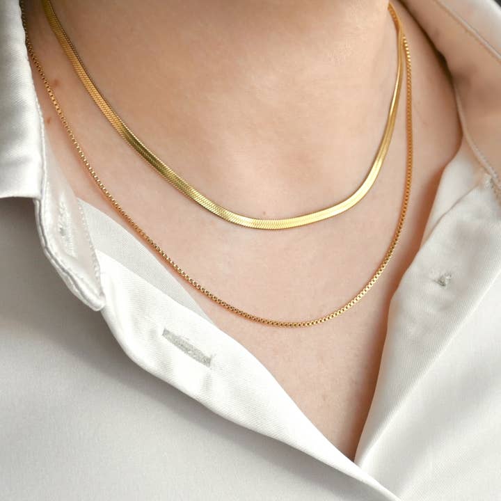 Blueyejewelry - Wholesale Link & Chain Necklace - Dainty Gold Necklaces - 18k Gold PVD Plated Chains
