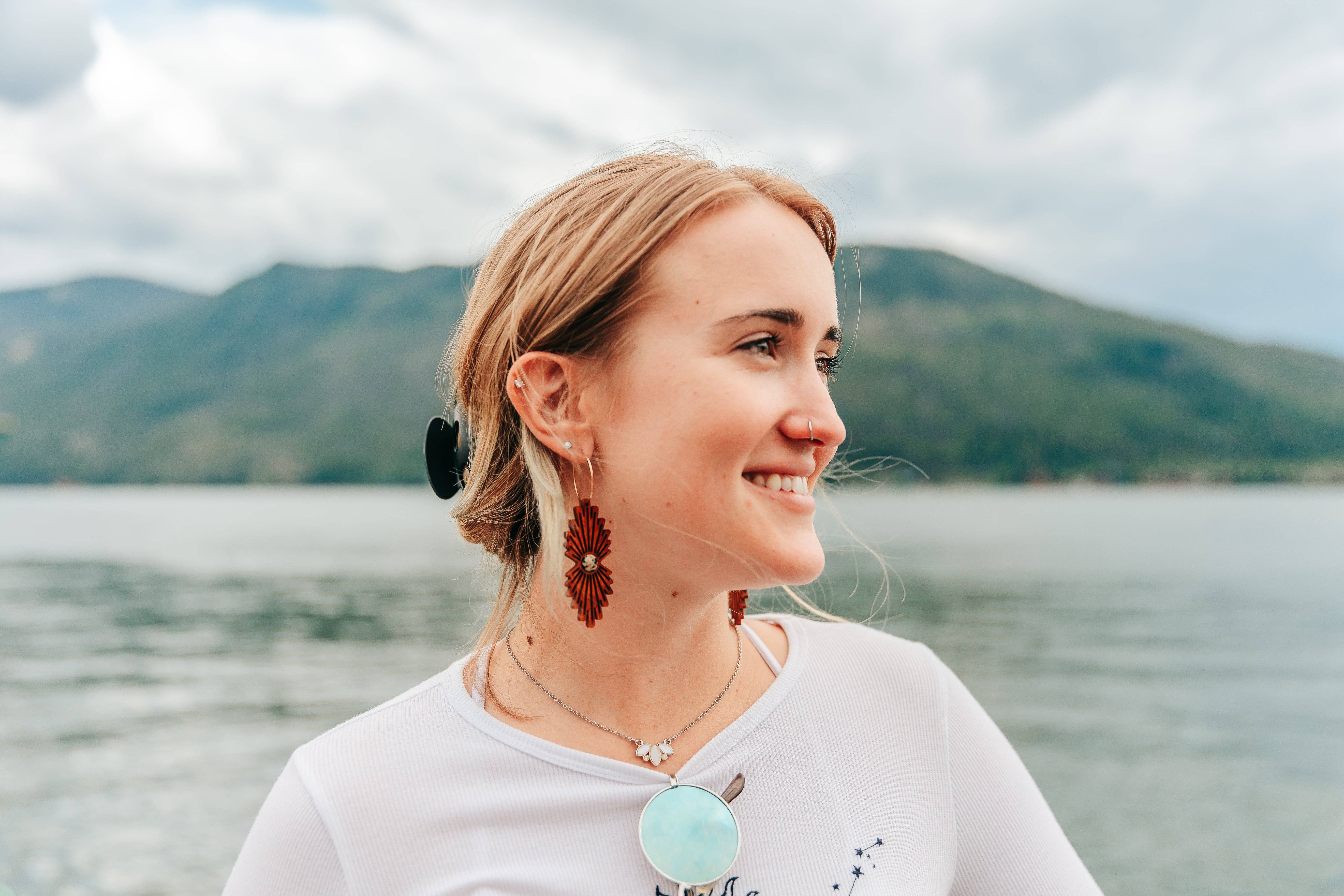 lovelevel – wholesale Dangle earrings – Gemstone Wood Earrings | SUNBURST6