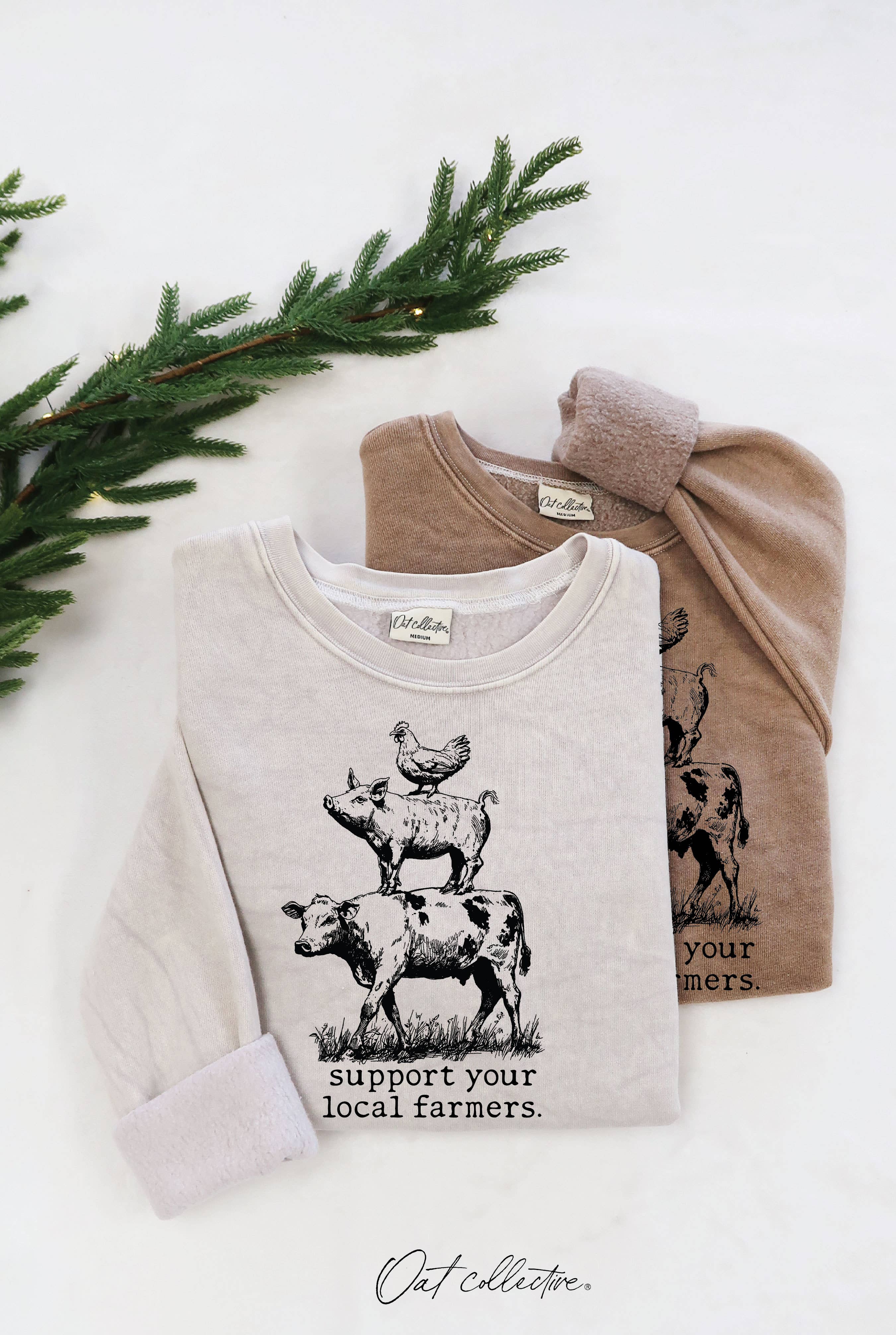 OAT COLLECTIVE - Wholesale Graphic Sweatshirt - Women's - SUPPORT YOUR LOCAL FARMERS Mineral Graphic Sweatshirt9