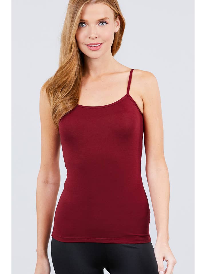 42POPS - Wholesale Camisole - Women's - ,, SI-323 Fitted Cropped Cami Tank W/ Adjustable Spaghetti Stra