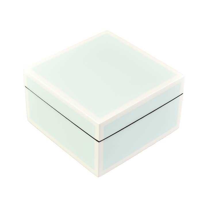Pacific Connections - Venta al por mayor Cajas decorativas - Huevo de pato azul con borde blanco, caja cuadrada, L-31FSDBWT