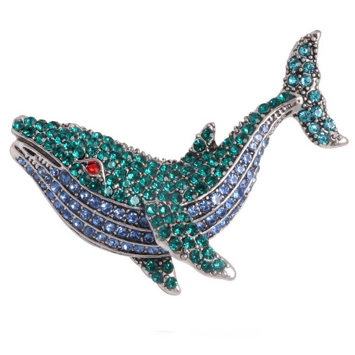 Ole - Wholesale Brooch - Whale Rhinestone Brooch PA34230