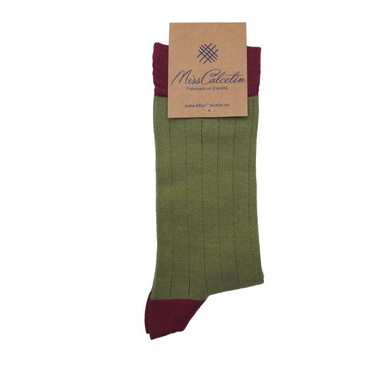 MissCalcetin Low Shaft Ribbed Olive-Ruby for wholesale by MissCalcetin