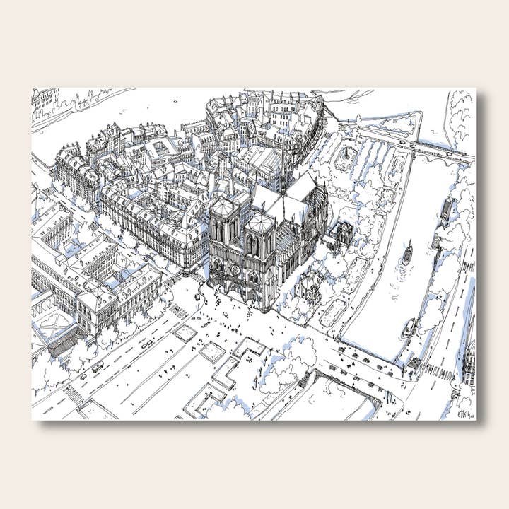 Notre Dame de Paris poster for wholesale by EMILIE ETTORI ILLUSTRATION
