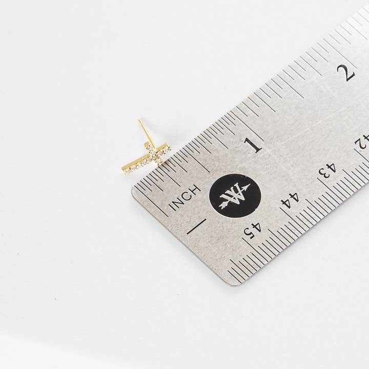 OHBOOBA DESIGN - Wholesale Stud/Post Earrings - Gold Petite Cross Stud Earrings7