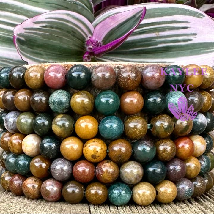 Natural Marine Jasper 6mm 7.5” Stretch Bracelet for wholesale by KayleeNYC