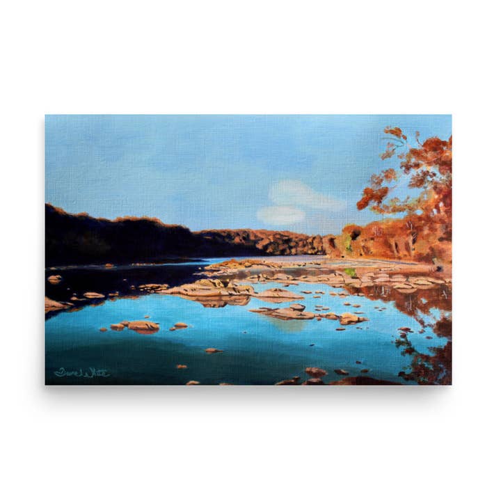 Billy Goat Trail Målning Konsttryck, Potomac River Maryland för wholesale av Artist Dave White