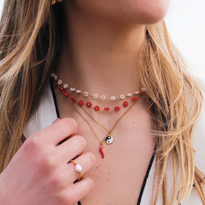 Bazou - Wholesale Pendant/Charm Necklace - Daisy flower necklace - nude/gold5