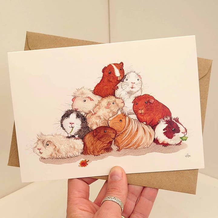 Guinea pig card, Cute Birthday card, Piggy card for wholesale by Hes Designs