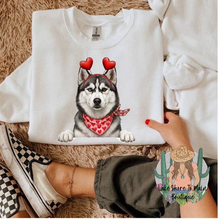 Cute Valentine's day sweatshirt - Valentine Siberian Husky for wholesale by Lake Shore To Main