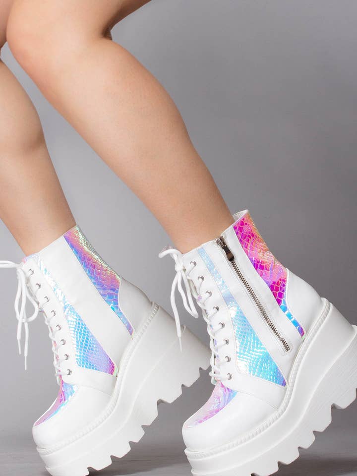 LASR - Wholesale Combat/Military Boots - Women's - x LASR Exclusive RADIO Liquid Love White Platform Boots1