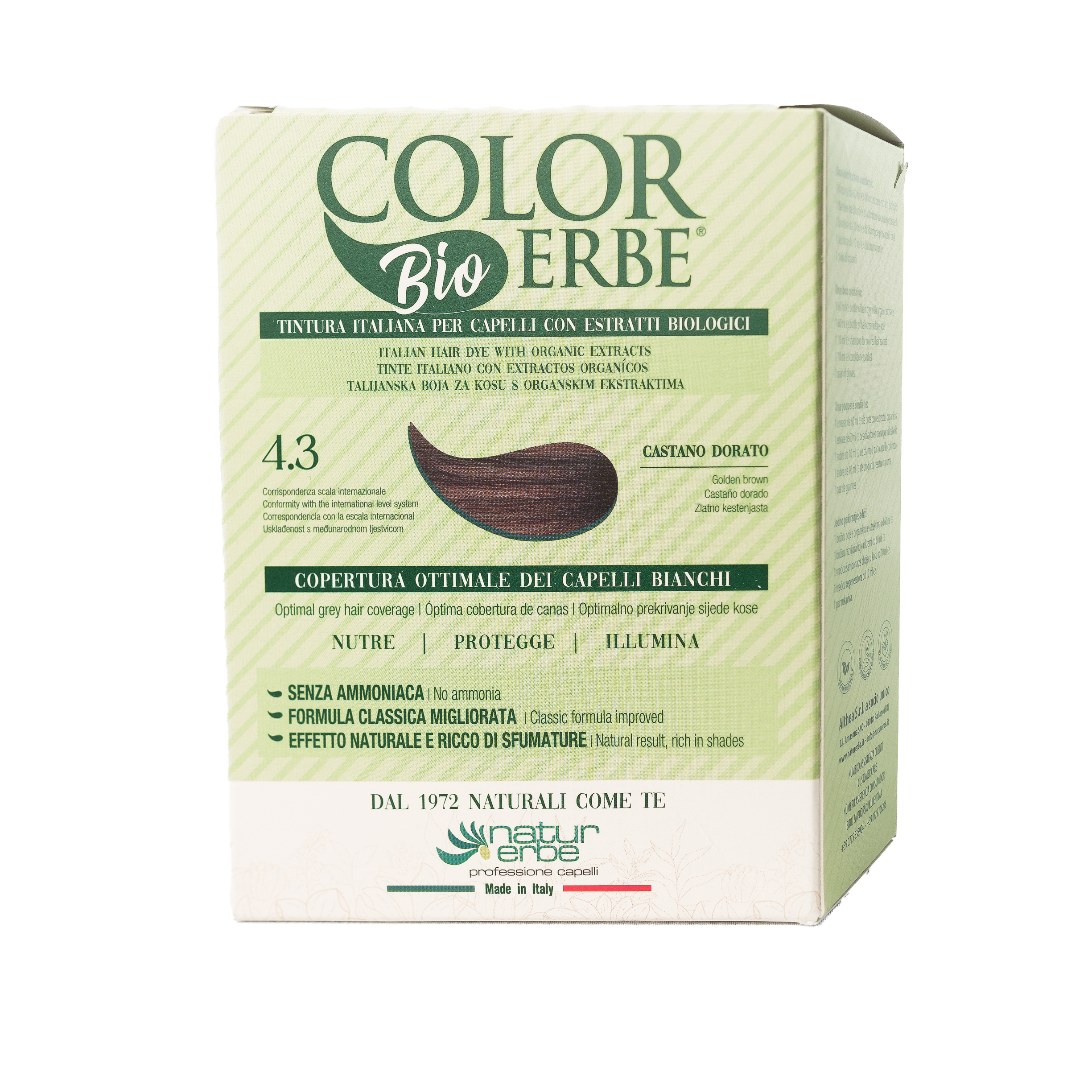 COLOR ERBE - Wholesale Hair Dye - E. Organic Herbal Color Dye Golden Brown (4.3) - Made in Italy4