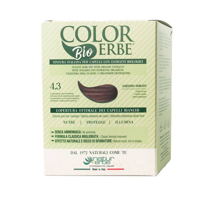 COLOR ERBE - Wholesale Hair Dye - E. Organic Herbal Color Dye Golden Brown (4.3) - Made in Italy4