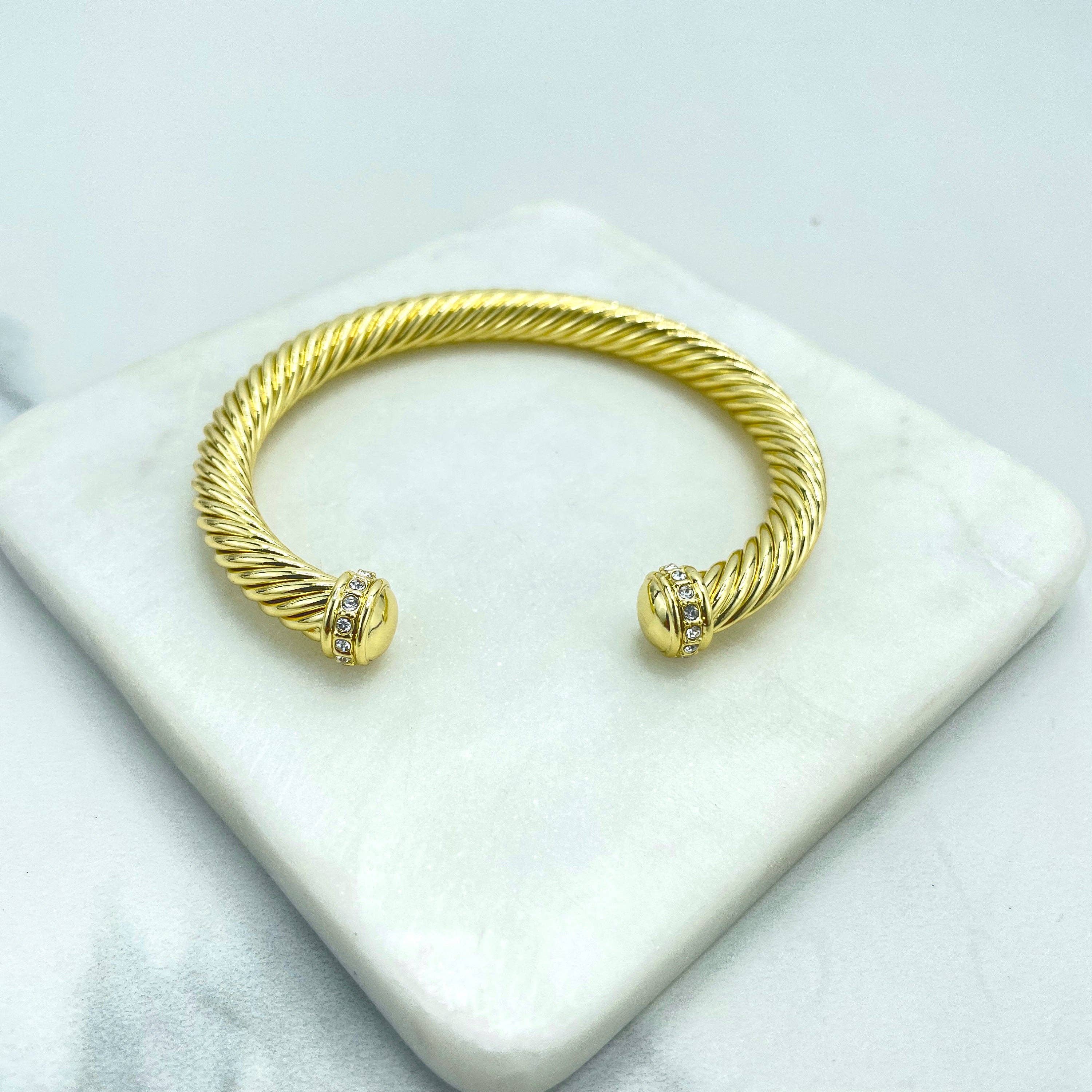 DIJU Jewelry - Wholesale Cuff Bracelet - 18k Gold Filled and Silver Filled Cable Cuff Bracelets, All0